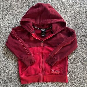 Umbro Kids Two-Tone Burgundy and Red Hooded Zip Sweatshirt